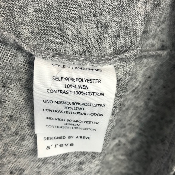 Areve Grey Long Button Down Linen Cardigan Duster Women Sz S - Picture 5 of 6